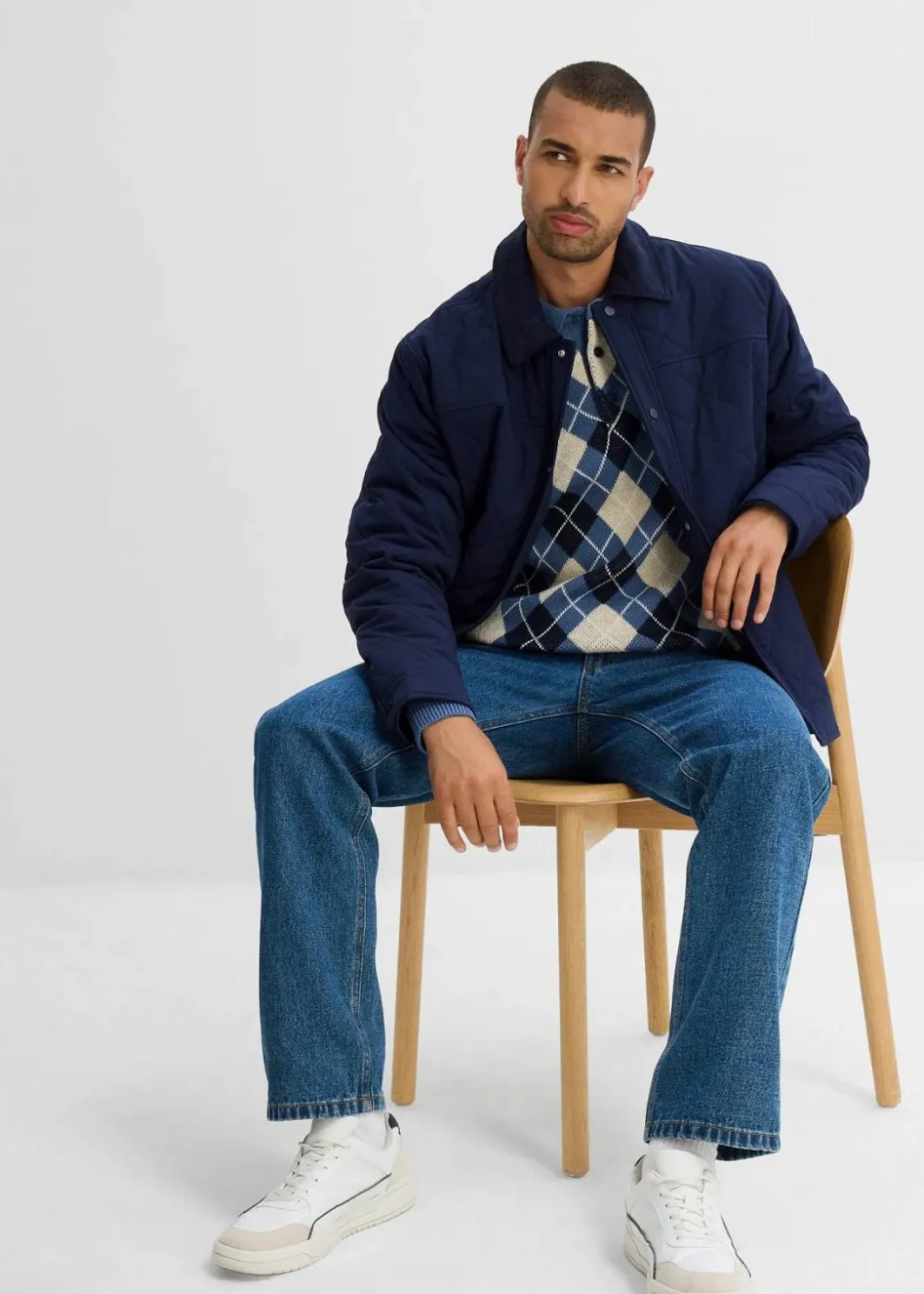 Best Polo-Pullover mit Argyle-Muster aus reiner Baumwolle Herren Große Größen|Pullover & Strickjacken