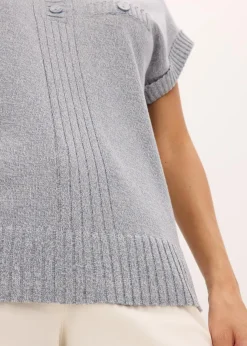 Damen bonprix Strickmode|Pullover & Strickjacken|Polo-Pullover mit Baumwolle
