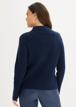 Damen bonprix Pullover & Strickjacken|Strickmode|Polo-Pullover mit Wollanteil