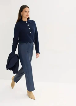 Damen bonprix Pullover & Strickjacken|Strickmode|Polo-Pullover mit Wollanteil