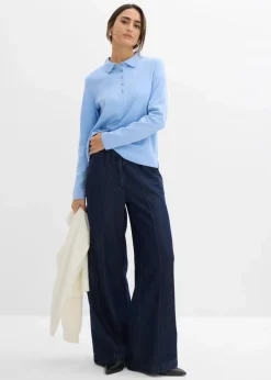 Damen bonprix Nachhaltigere Materialien|Shirts & Tops|Poloshirt aus schwerer Bio-Baumwolle