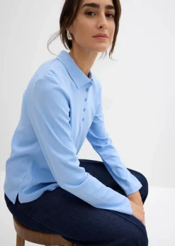 Damen bonprix Nachhaltigere Materialien|Shirts & Tops|Poloshirt aus schwerer Bio-Baumwolle