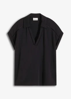 Discount Poloshirt aus Viskose- Pique mit Spitzeneinsatz Damen Shirts & Tops