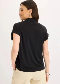 Discount Poloshirt aus Viskose- Pique mit Spitzeneinsatz Damen Shirts & Tops