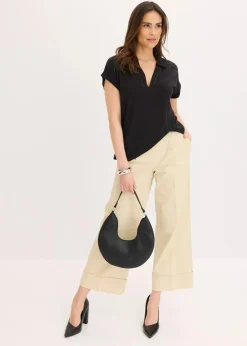 Discount Poloshirt aus Viskose- Pique mit Spitzeneinsatz Damen Shirts & Tops