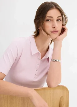 Damen bonprix Shirts & Tops|Poloshirt aus Viskose-Mix