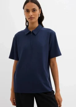 Damen bonprix Shirts & Tops|Poloshirt aus Viskose-Mix