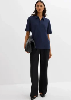 Damen bonprix Shirts & Tops|Poloshirt aus Viskose-Mix
