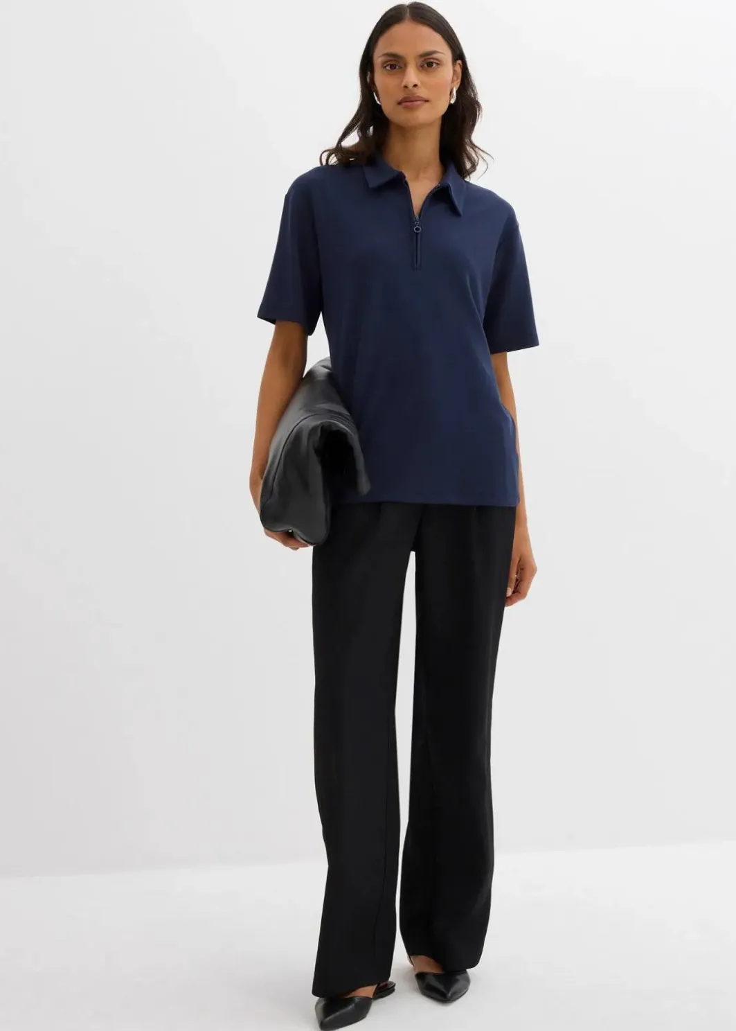 Damen bonprix Shirts & Tops|Poloshirt aus Viskose-Mix
