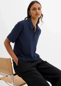 Damen bonprix Shirts & Tops|Poloshirt aus Viskose-Mix