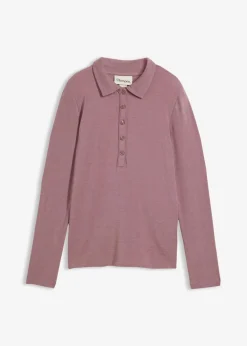 Damen bonprix Shirts & Tops|Poloshirt mit Woll-Anteil