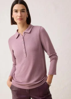 Damen bonprix Shirts & Tops|Poloshirt mit Woll-Anteil