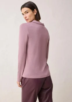 Damen bonprix Shirts & Tops|Poloshirt mit Woll-Anteil