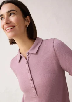 Damen bonprix Shirts & Tops|Poloshirt mit Woll-Anteil