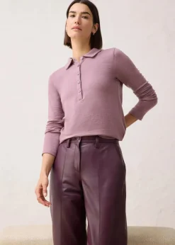 Damen bonprix Shirts & Tops|Poloshirt mit Woll-Anteil