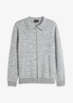 Herren bonprix Große Größen|Pullover & Strickjacken|Polo-Strickjacke mit Reißverschluss und recycelter Baumwolle