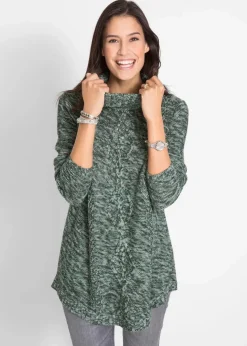 Damen bonprix Strickmode|Pullover & Strickjacken|Poncho-Longpullover, Langarm