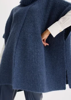 Damen bonprix Pullover & Strickjacken|Strickmode|Poncho-Pullover mit Wollanteil