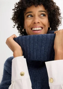 Damen bonprix Pullover & Strickjacken|Strickmode|Poncho-Pullover mit Wollanteil