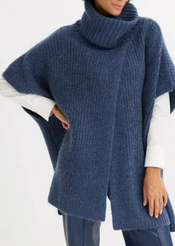 Damen bonprix Pullover & Strickjacken|Strickmode|Poncho-Pullover mit Wollanteil