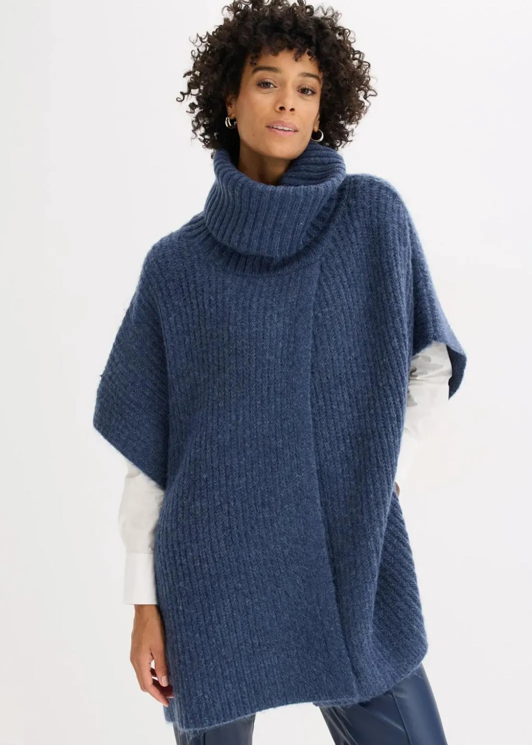 Hot Poncho-Pullover mit Wollanteil Damen Ponchos|Schuhe & Accessoires In Spezialgrößen·Tücher & Ponchos