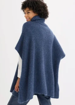 Hot Poncho-Pullover mit Wollanteil Damen Ponchos|Schuhe & Accessoires In Spezialgrößen·Tücher & Ponchos