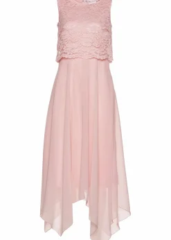 Damen bonprix Kleider|Festliche Mode|Premium Chiffonkleid mit Spitze