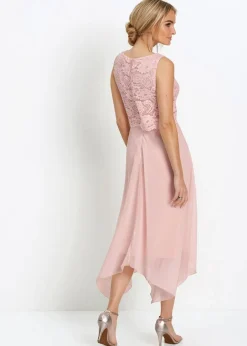 Damen bonprix Kleider|Festliche Mode|Premium Chiffonkleid mit Spitze