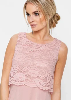 Damen bonprix Kleider|Festliche Mode|Premium Chiffonkleid mit Spitze