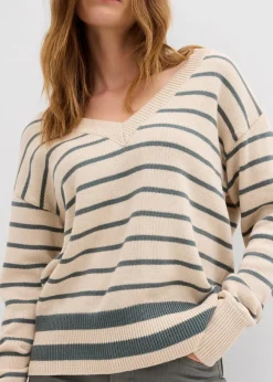 Damen bonprix Pullover & Strickjacken|Strickmode|Pullover aus Baumwollmix