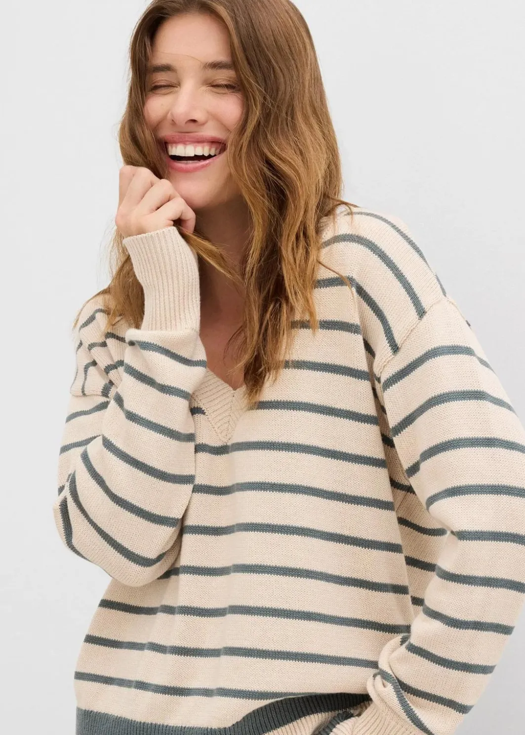 Damen bonprix Pullover & Strickjacken|Strickmode|Pullover aus Baumwollmix