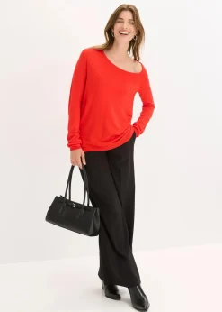 Damen bonprix Pullover & Strickjacken|Strickmode|Pullover aus fließendem Viskose-Mix