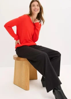 Damen bonprix Pullover & Strickjacken|Strickmode|Pullover aus fließendem Viskose-Mix