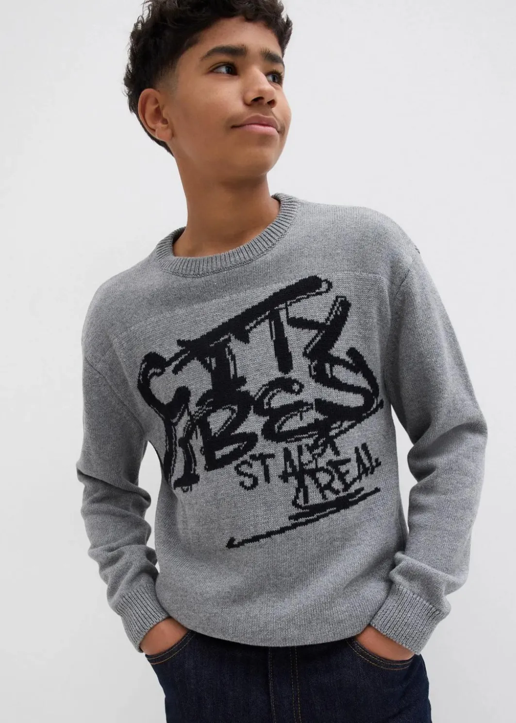 Sale Pullover aus reiner Baumwolle Kinder Jungen 9-16 Jahre·Sweat & Strick