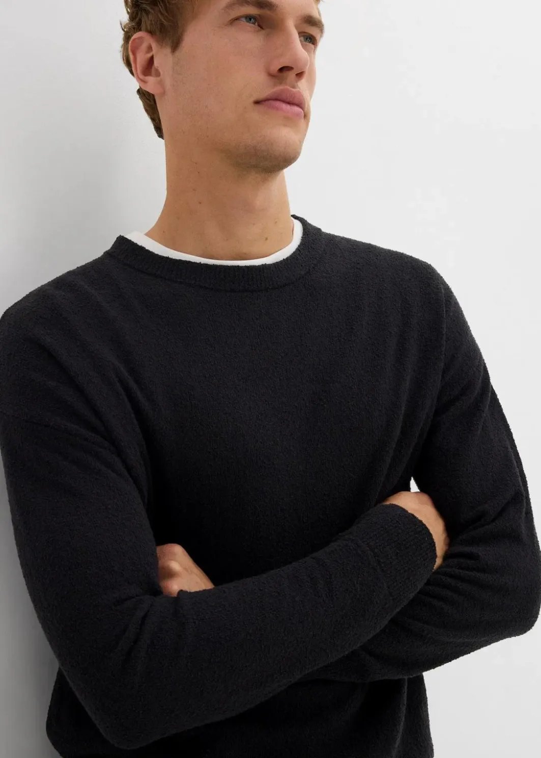 Herren bonprix Große Größen|Pullover & Strickjacken|Pullover aus Struktur-Baumwoll-Mix
