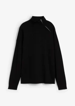 Damen bonprix Strickmode|Pullover & Strickjacken|Pullover aus Viskose-Mix mit Reißverschlussdetail