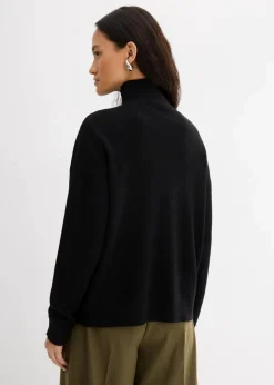 Damen bonprix Strickmode|Pullover & Strickjacken|Pullover aus Viskose-Mix mit Reißverschlussdetail