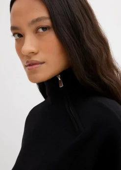 Damen bonprix Strickmode|Pullover & Strickjacken|Pullover aus Viskose-Mix mit Reißverschlussdetail