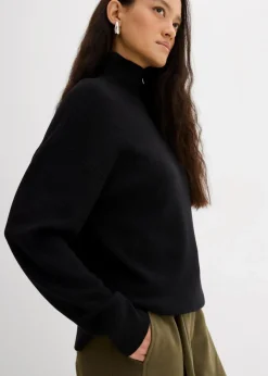 Damen bonprix Strickmode|Pullover & Strickjacken|Pullover aus Viskose-Mix mit Reißverschlussdetail