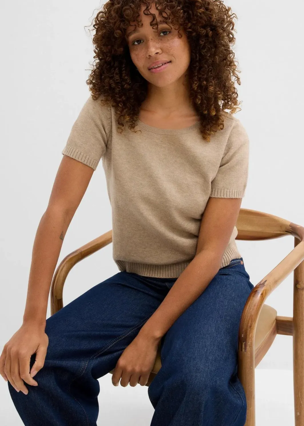 Damen bonprix Nachhaltigere Materialien|Pullover & Strickjacken|Pullover, Kurzarm