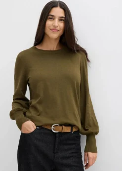 Damen bonprix Strickmode|Pullover & Strickjacken|Pullover mit Ballon-Ärmel