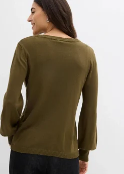 Damen bonprix Strickmode|Pullover & Strickjacken|Pullover mit Ballon-Ärmel