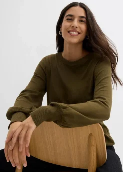 Damen bonprix Strickmode|Pullover & Strickjacken|Pullover mit Ballon-Ärmel
