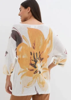 Damen bonprix Strickmode|Pullover & Strickjacken|Pullover mit floralem Druck