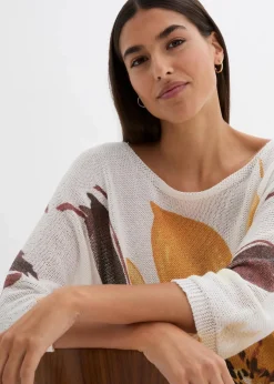 Damen bonprix Strickmode|Pullover & Strickjacken|Pullover mit floralem Druck