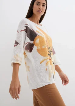 Damen bonprix Strickmode|Pullover & Strickjacken|Pullover mit floralem Druck