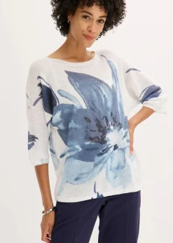 Damen bonprix Strickmode|Pullover & Strickjacken|Pullover mit floralem Druck