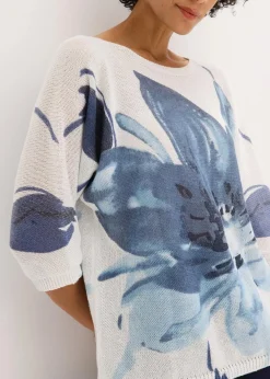 Damen bonprix Strickmode|Pullover & Strickjacken|Pullover mit floralem Druck