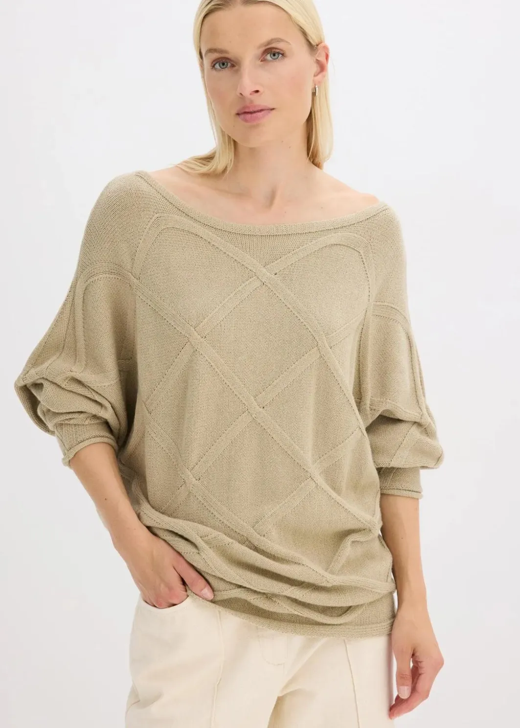 Damen bonprix Bekleidung·Umstandsmode|Strickmode|Pullover mit horizonatalem Zopfmuster