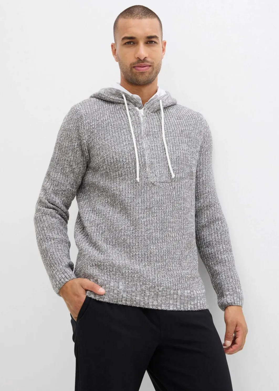 Herren bonprix Pullover & Strickjacken|Große Größen|Pullover mit Kapuze
